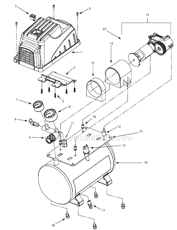 Page A Diagram and Parts List for FP209001 2006 Campbell Hausfeld Compressor